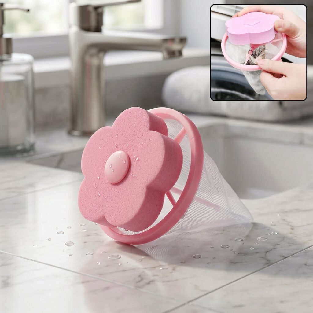 Laundry Lint Remover – Reusable Flower-Shaped Mesh Filter for Cleaner Clothes