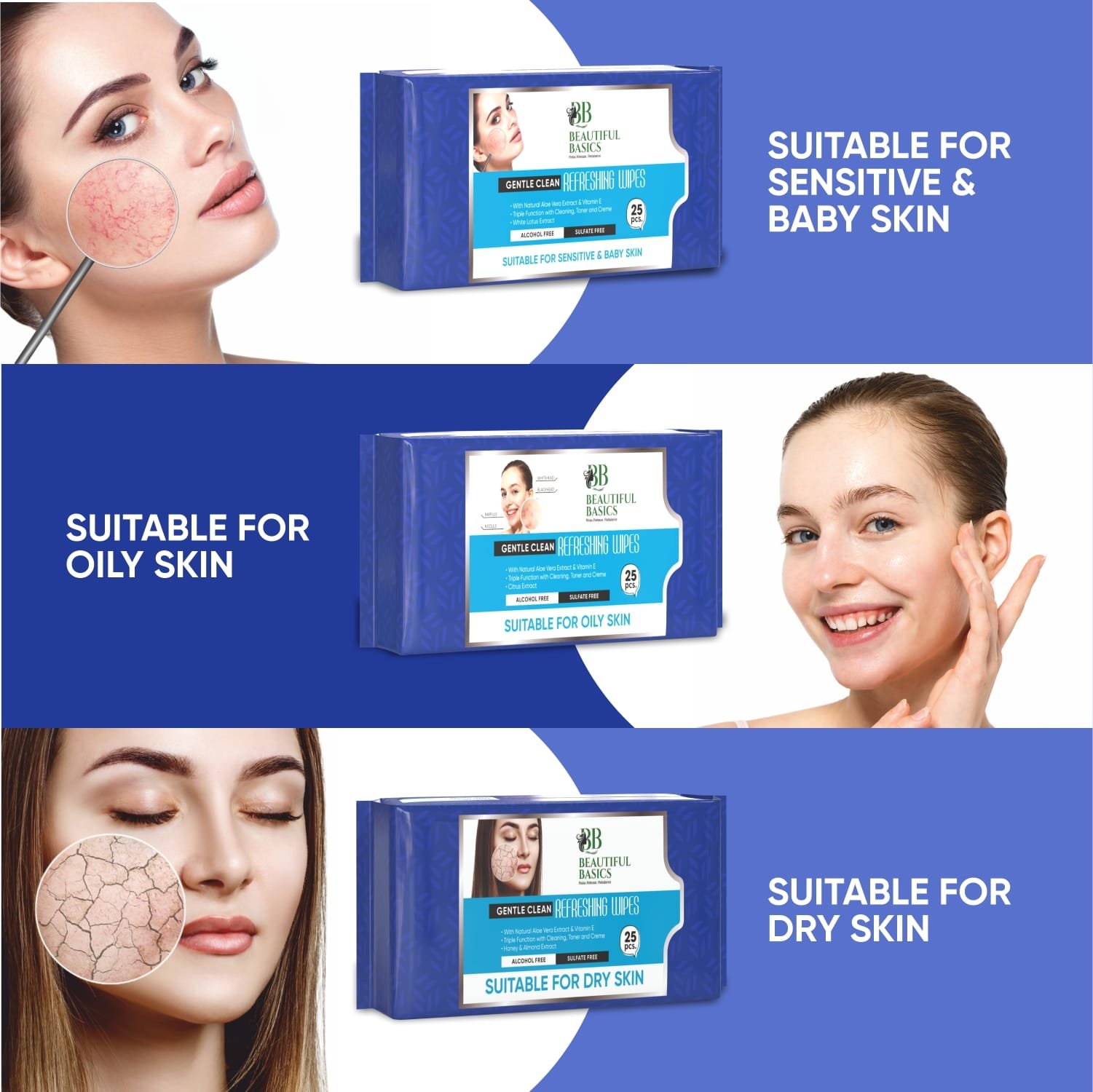 Gentle Face Wipes for All Skin Types - 4x25 Pcs | Beautiful Basics - Image 5