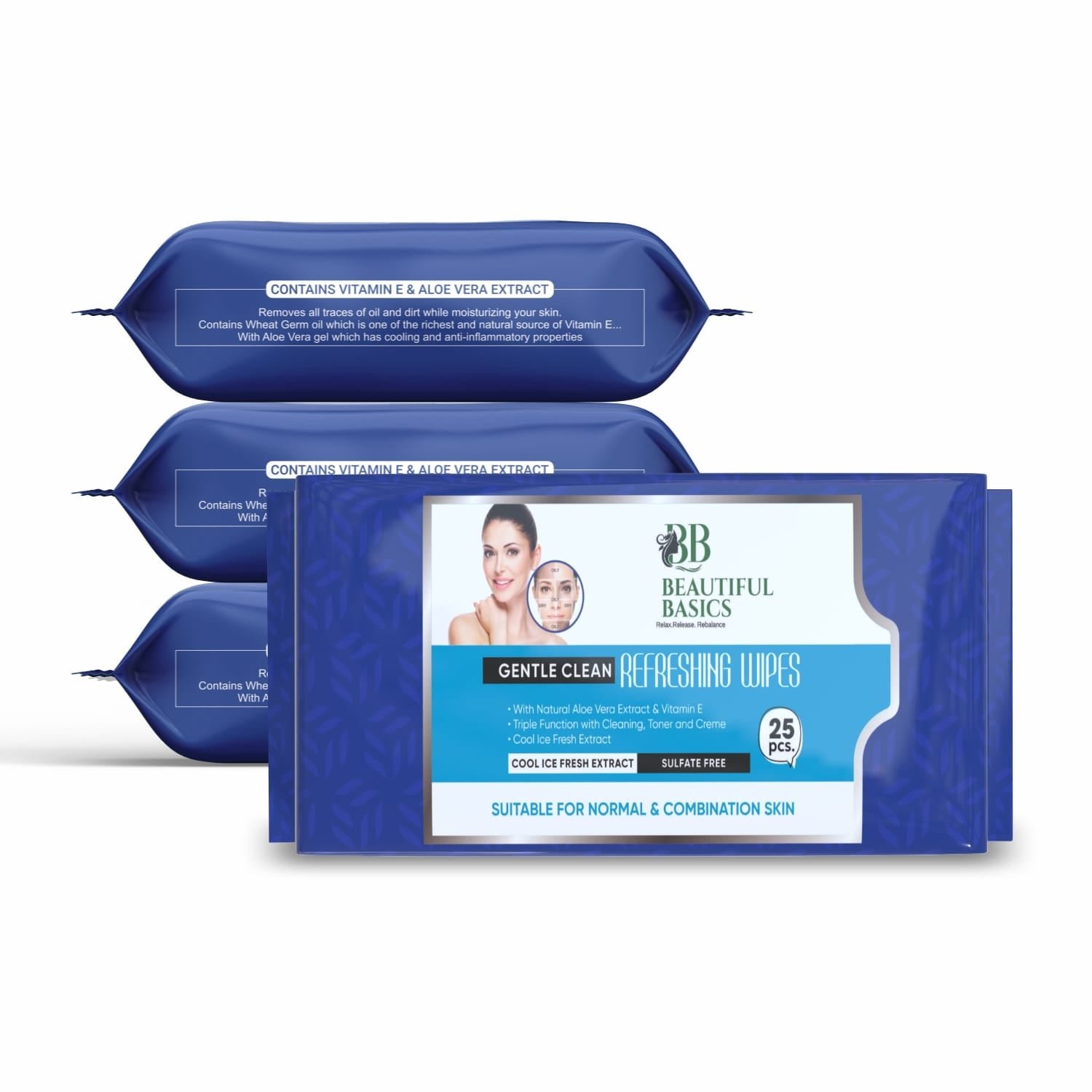 Gentle Face Wipes for All Skin Types - 4x25 Pcs | Beautiful Basics - Image 4