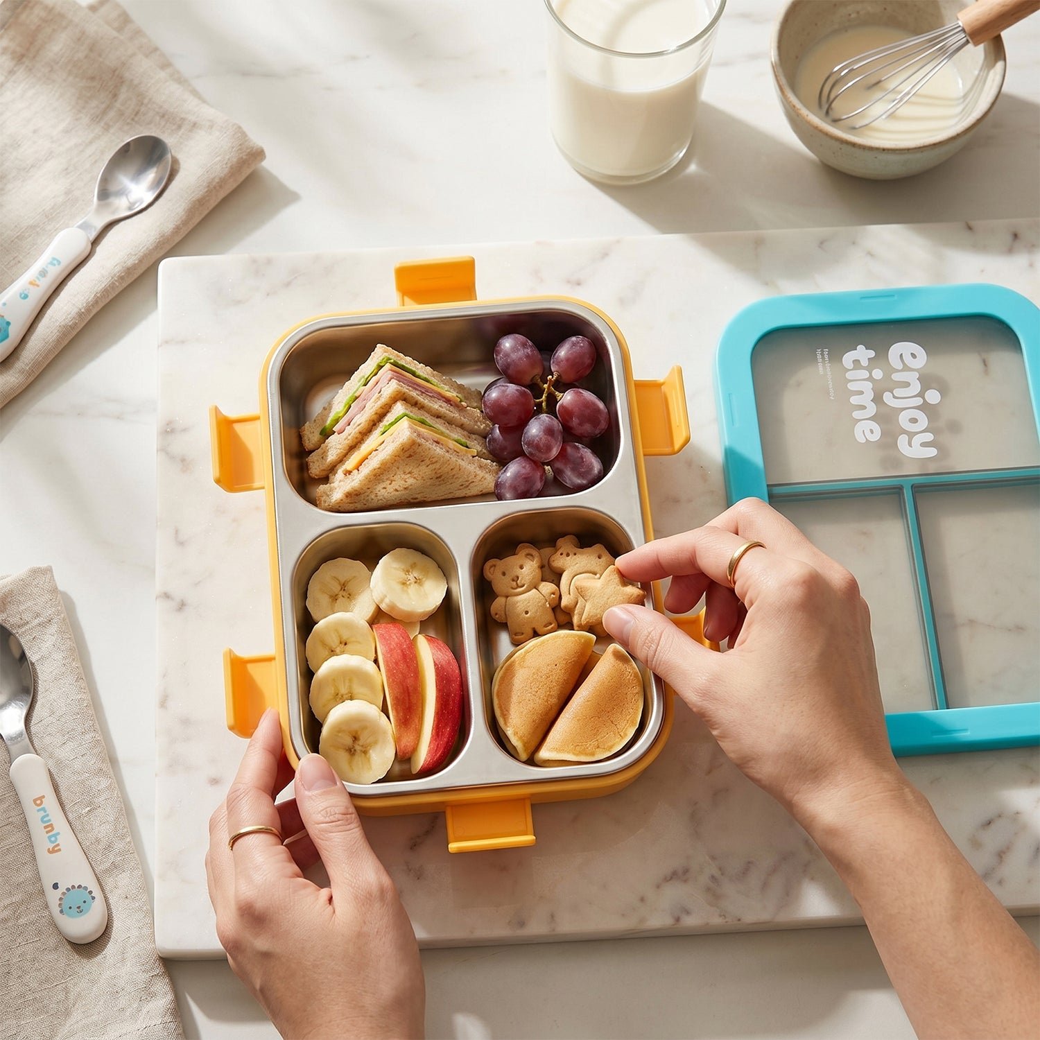 Airtight 3 Compartment Stainless Steel Lunch Box – Food Organiser - Image 3