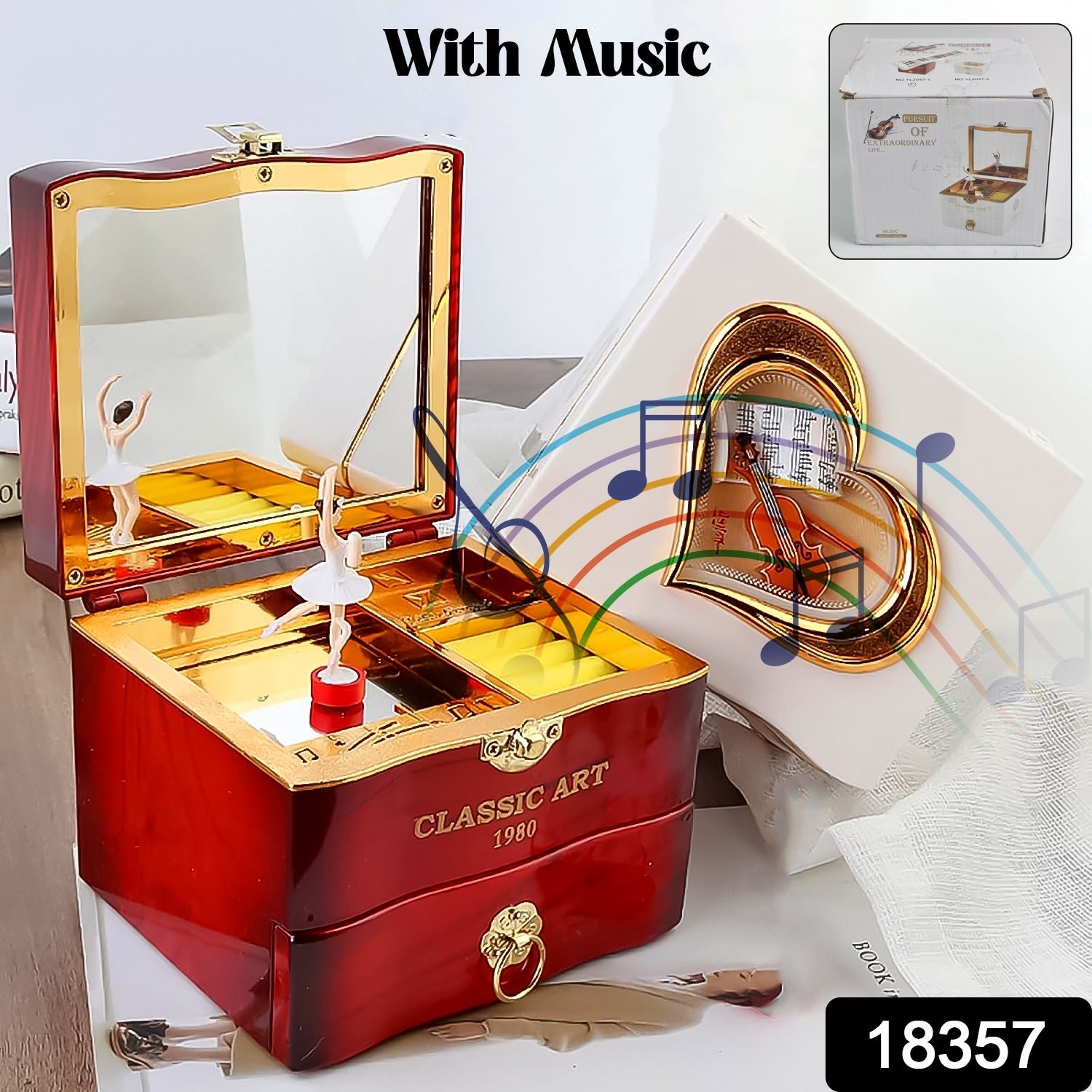 Ballerina Music Box - Hand Crank Piano & Storage | - Image 2