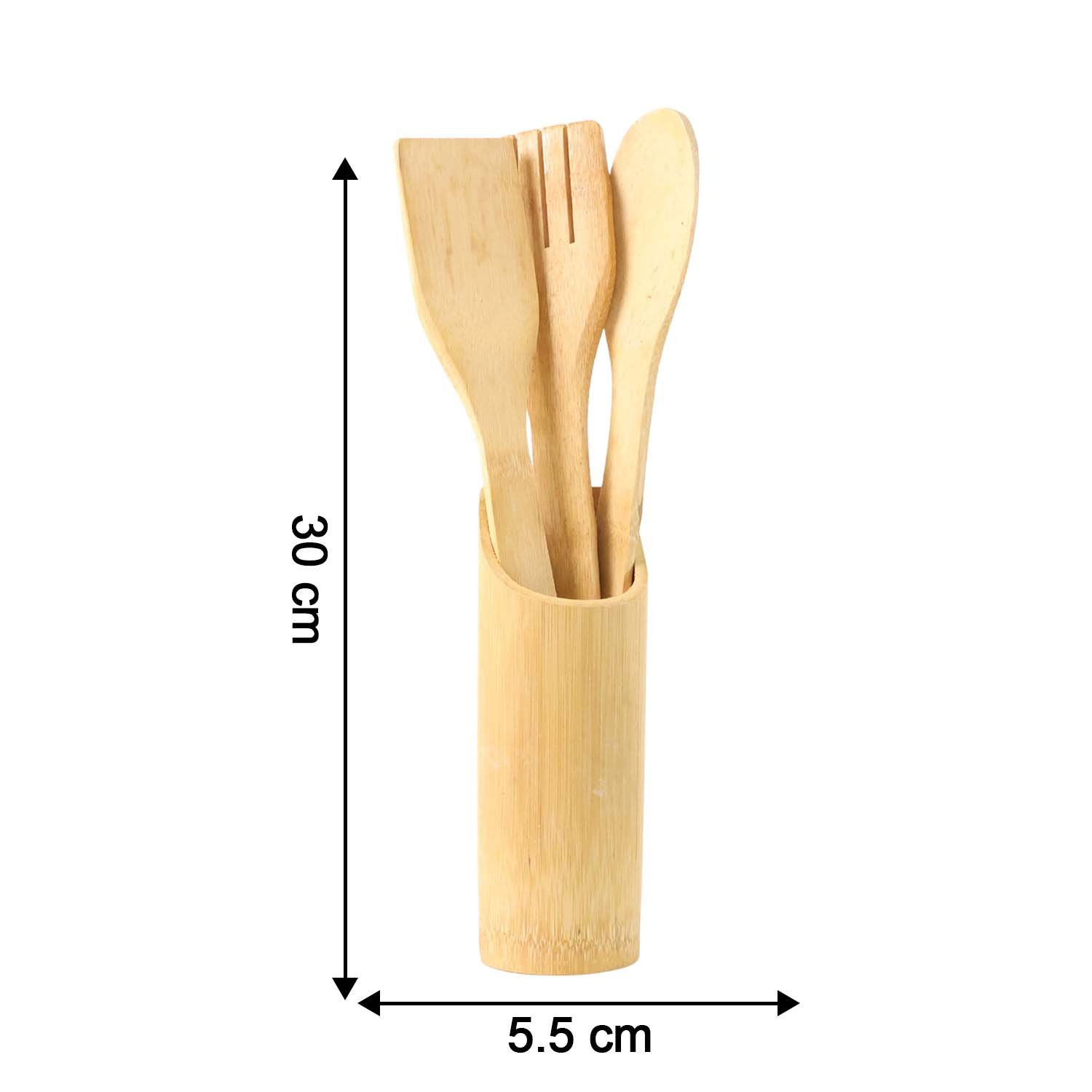 Bamboo Spatula Set – Eco-Friendly 4 Pc Cooking Utensils with Holder - Image 4