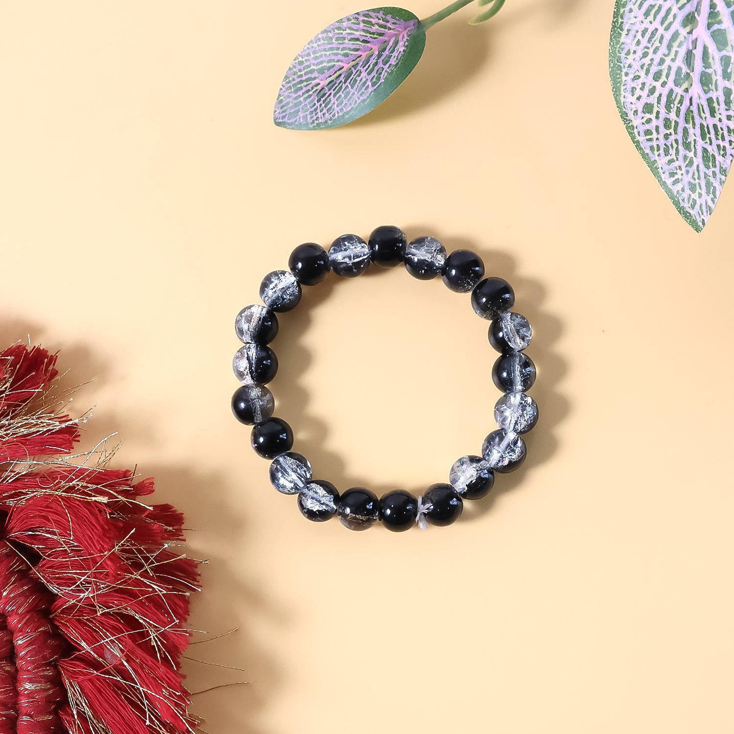 Dual-Tone Crystal Beaded Stretch Bracelet – Elegant & Lightweight - Image 3