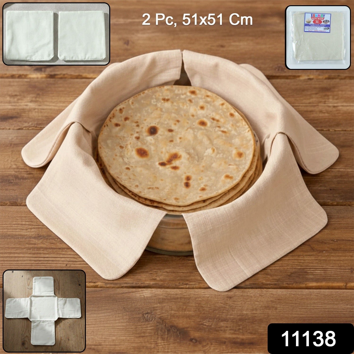 Cotton Roti Cloth Cover – Keep Rotis Warm & Soft Pack of 2 - Image 2