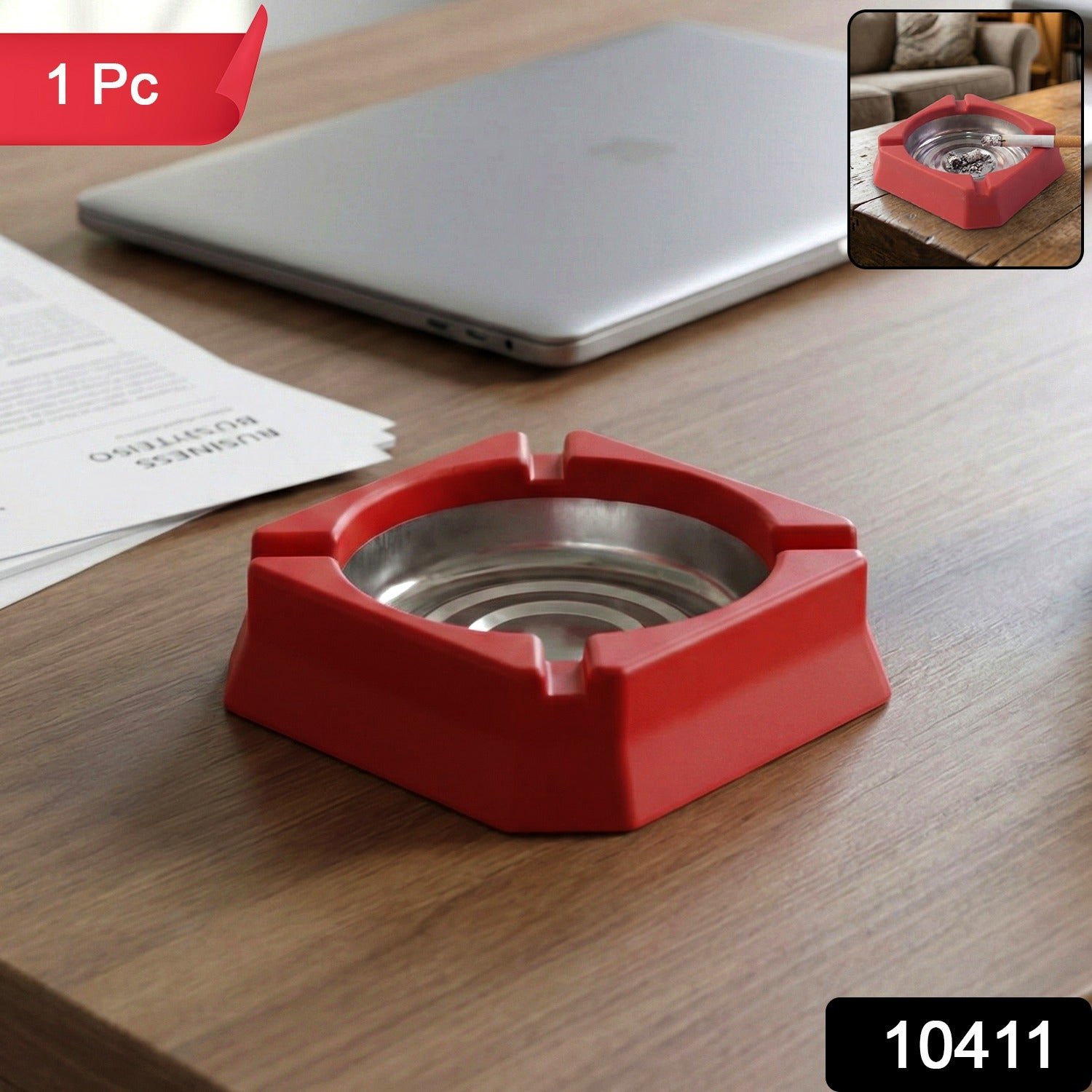 Heat-Resistant Ashtray – Stainless Steel Inner Bowl for Easy Cleaning - Image 2