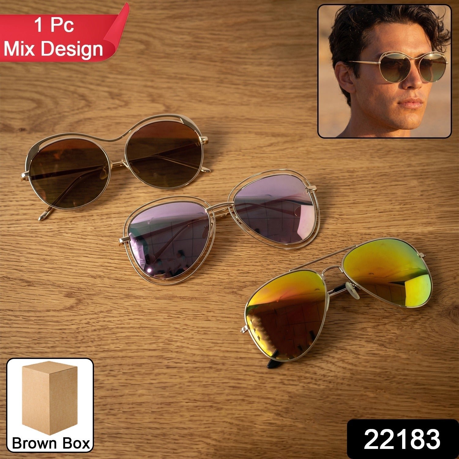Fashion Sunglasses – Trendy Metal Frame with Mirrored Lenses - Image 2