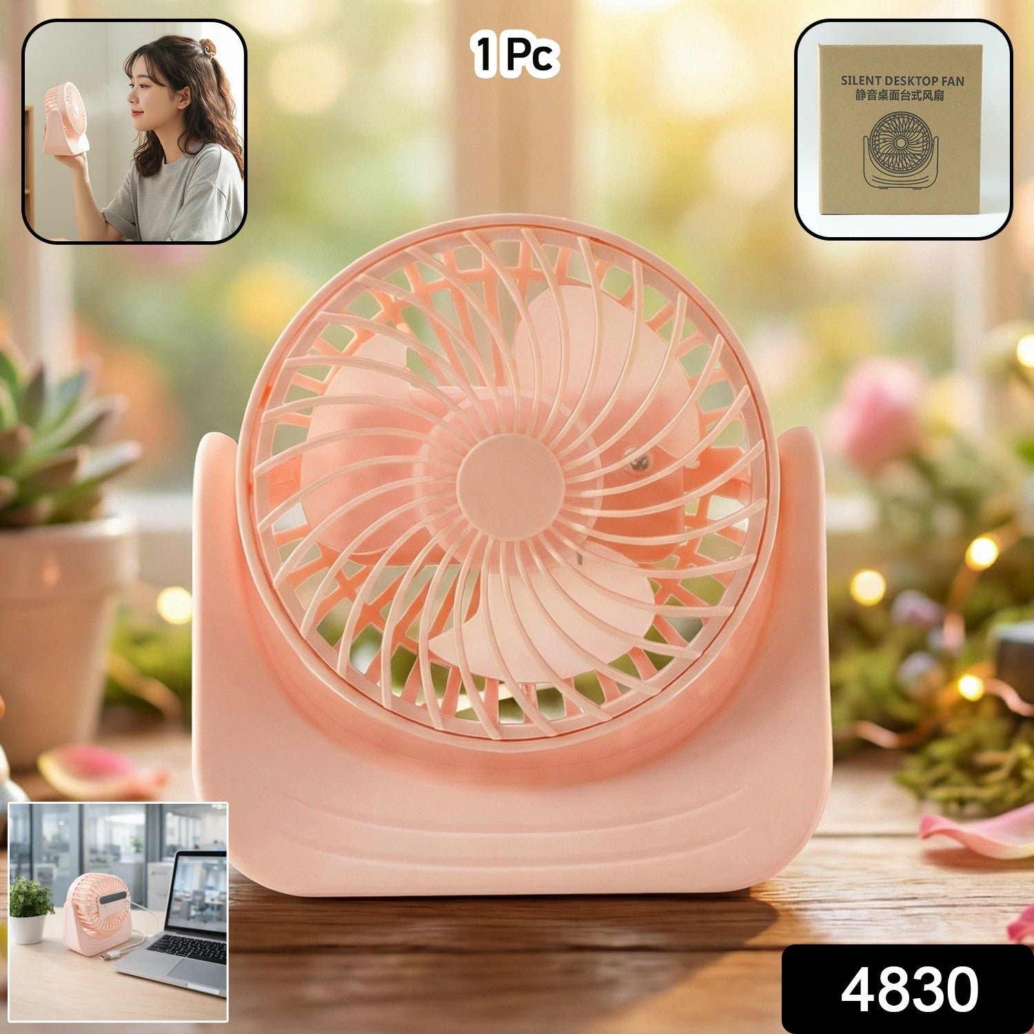 Silent Mini Desk Fan – Rechargeable, Adjustable Tilt & USB - Image 2