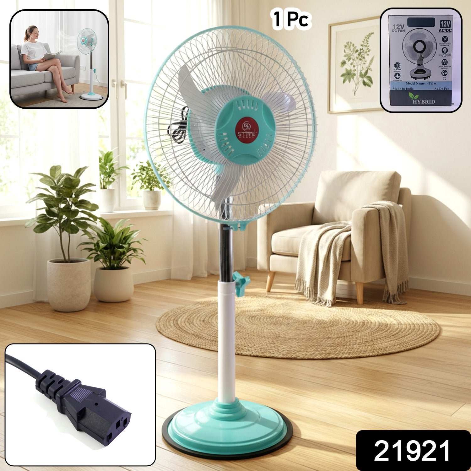 12V DC Hybrid Pedestal Fan – High-Speed Cooling for Home & Office - Image 3