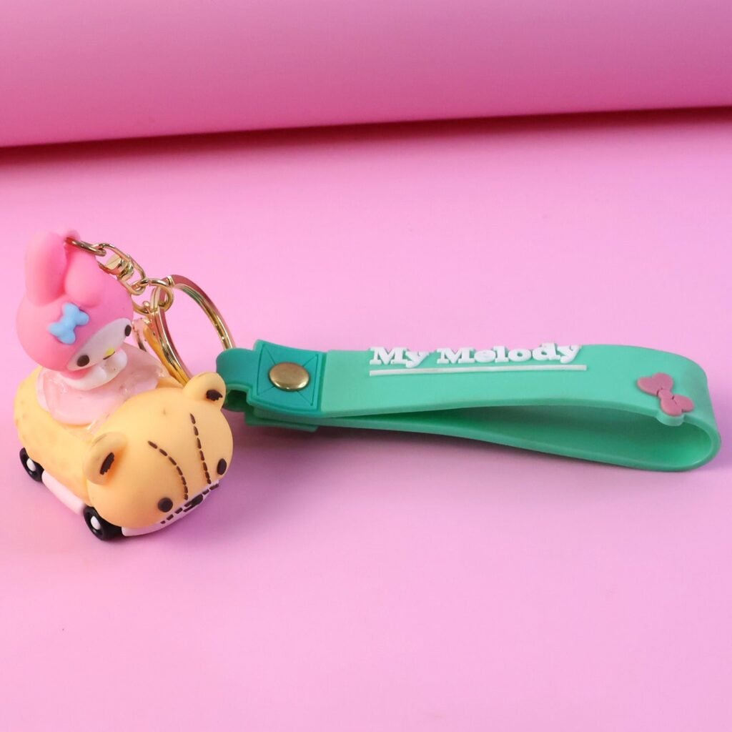 Cartoon Character Keychain – Cute Silicone Strap with Mini Toy Charm