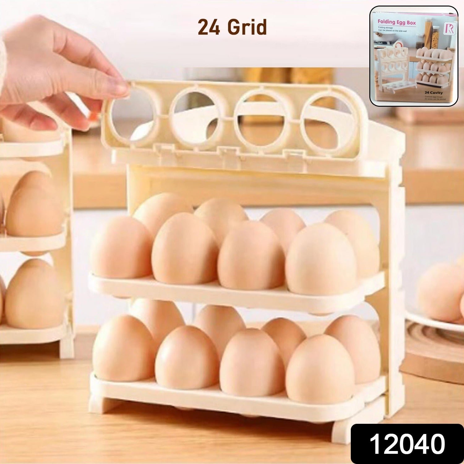 Foldable Egg Tray - 24-Grid Refrigerator Organizer | Tidy Table - Image 2