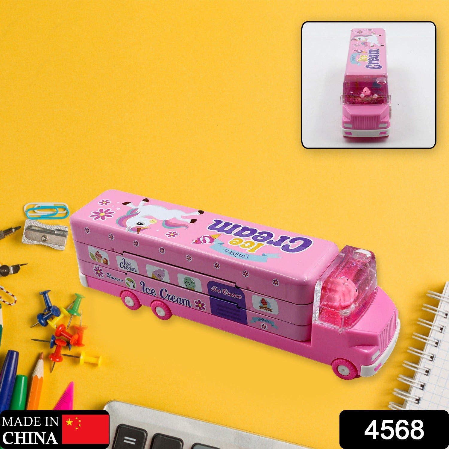 Kids Truck Pencil Case – Multi-Level Metal Double Decker | Indo Glow - Image 2