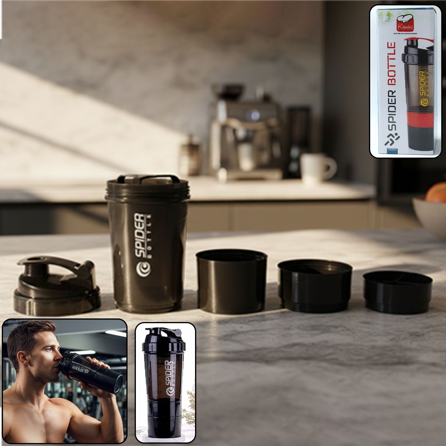 Protein Shaker Bottle 500ml – Leakproof Flip Lid for Gym - Image 2