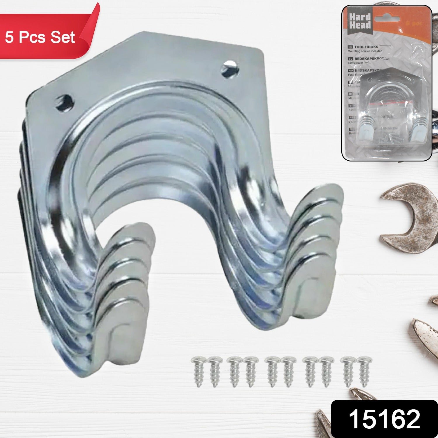 Heavy Duty Tool Hanger Hooks - 5-Pack Garage Storage | GlimmerHome - Image 2