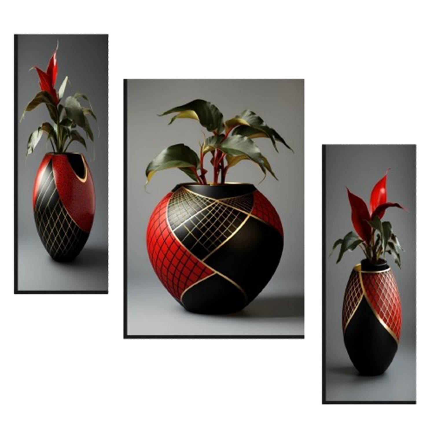 Flower Vase Wall Art – Vibrant Floral 3-Panel MDF Frame - Image 4