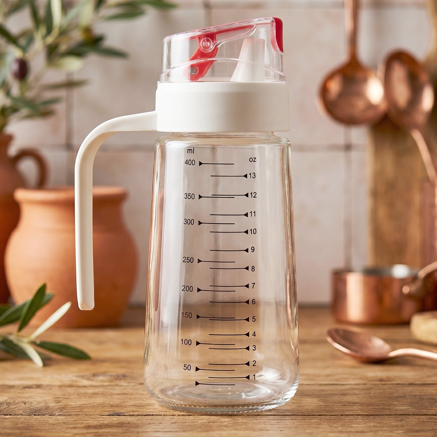 Glass Oil Dispenser Bottle – Auto-Flip Cap & Precise Measurement