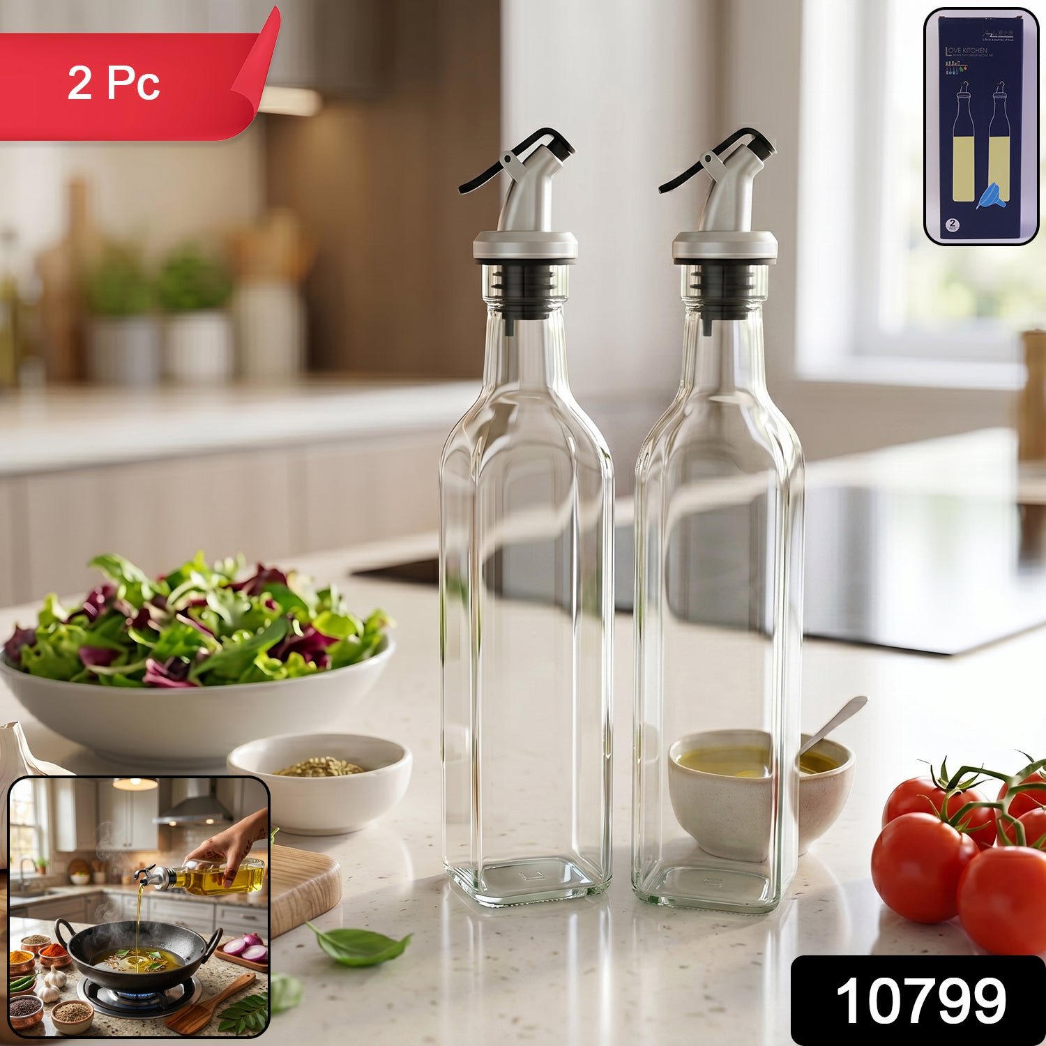 Glass Oil Dispenser Set – Leak-Proof & Stylish Kitchen Accessory - Image 2