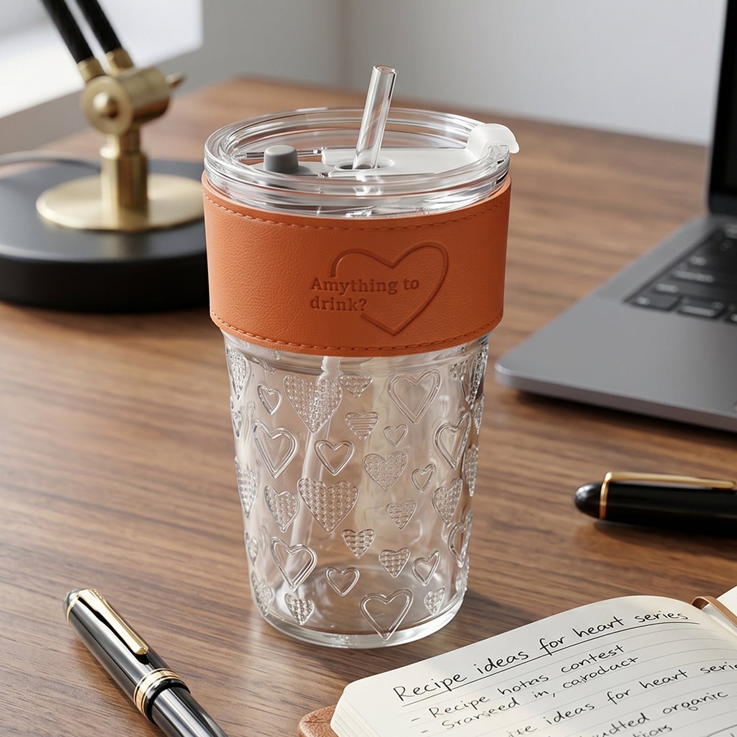 Glass Drinking Tumbler – Spill-Resistant Lid & Elegant Design - Image 4