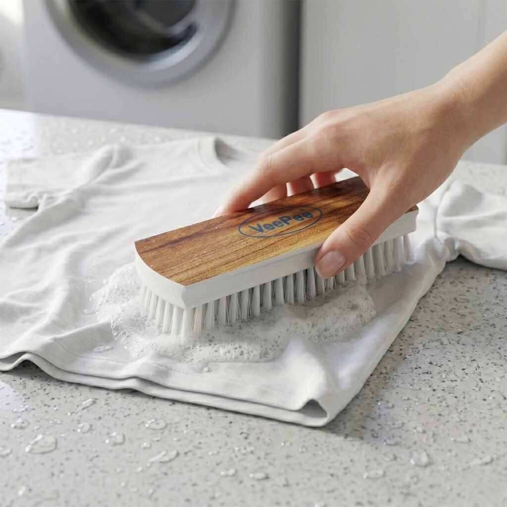 Cloth Washing Scrub Brush – Heavy-Duty Nylon Bristles & Wooden Handle