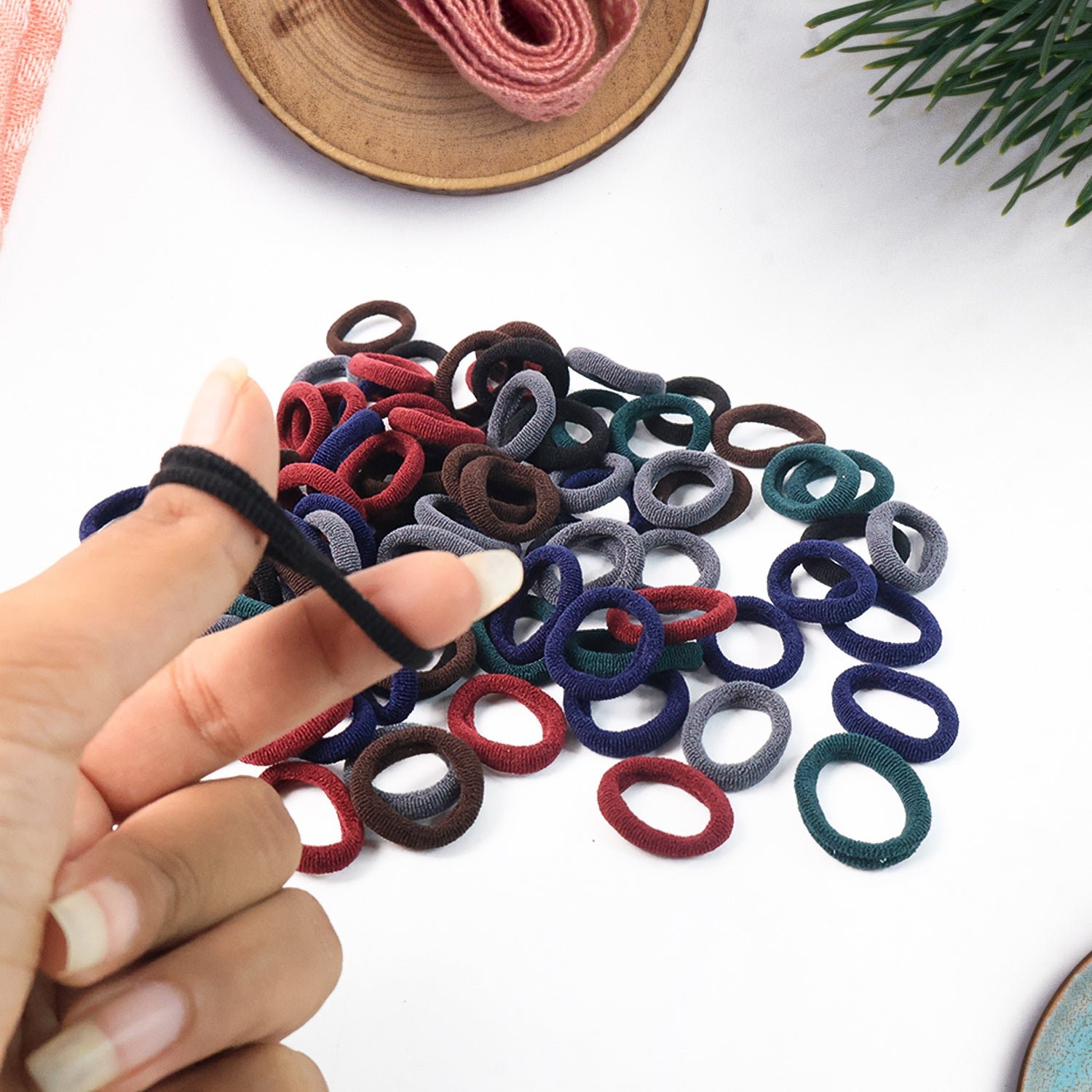 Small Hairbands - Multicolour Rubber Bands (Pack of 100) | Calm & Curl - Image 4