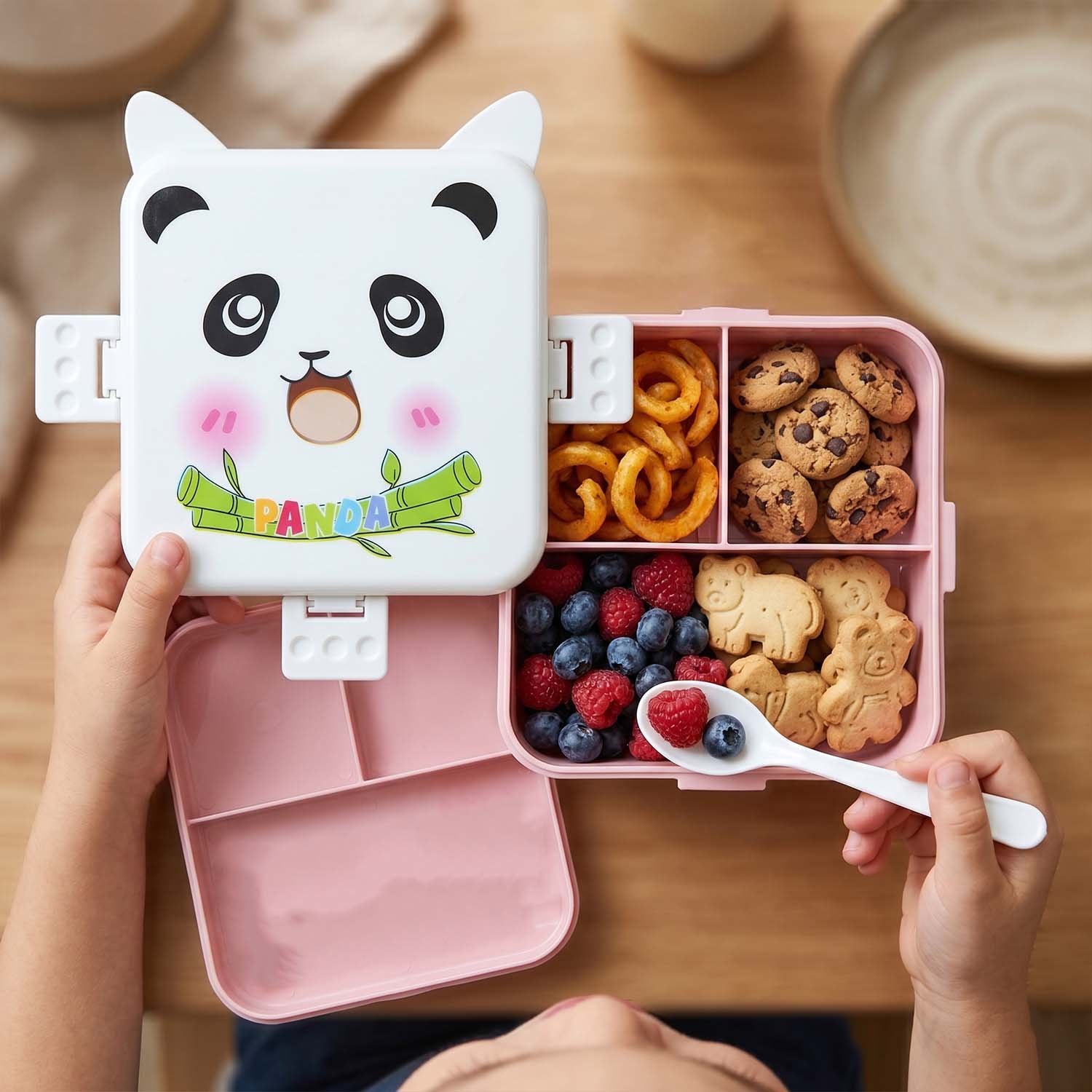 Kids Lunch Box with Compartments – Panda Design & Utensils for School & Travel - Image 3