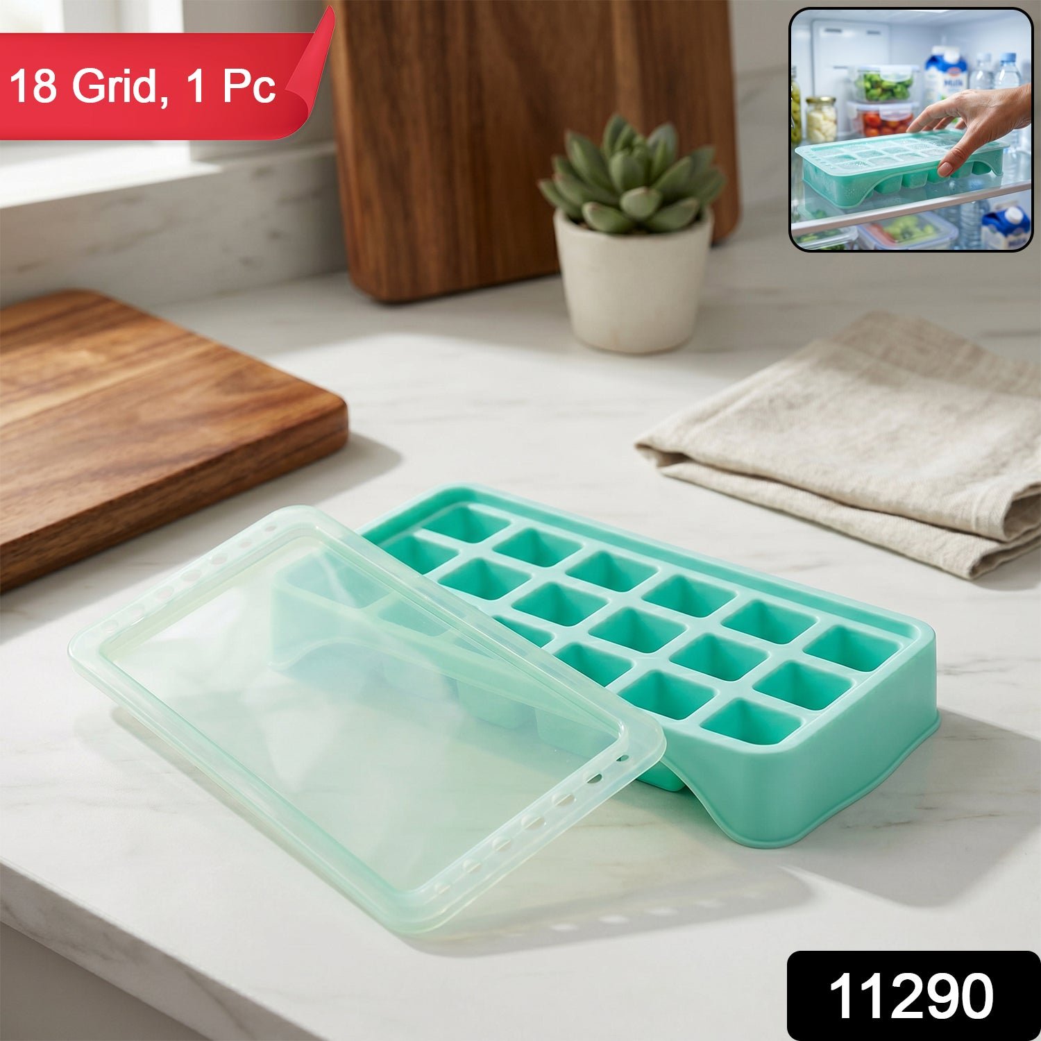 Ice Cube Tray – Leak-Proof with 18-Grid Silicone Design - Image 2