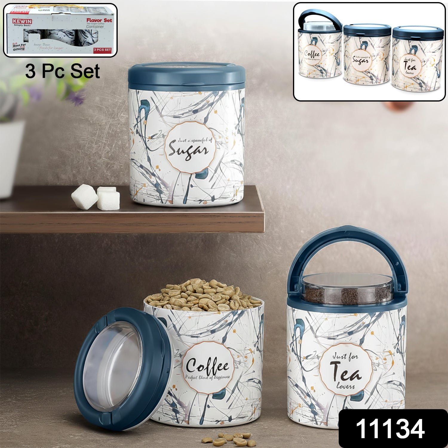 Plastic Tea Coffee Sugar Storage Set – Airtight & Stylish 3 Pc - Image 2