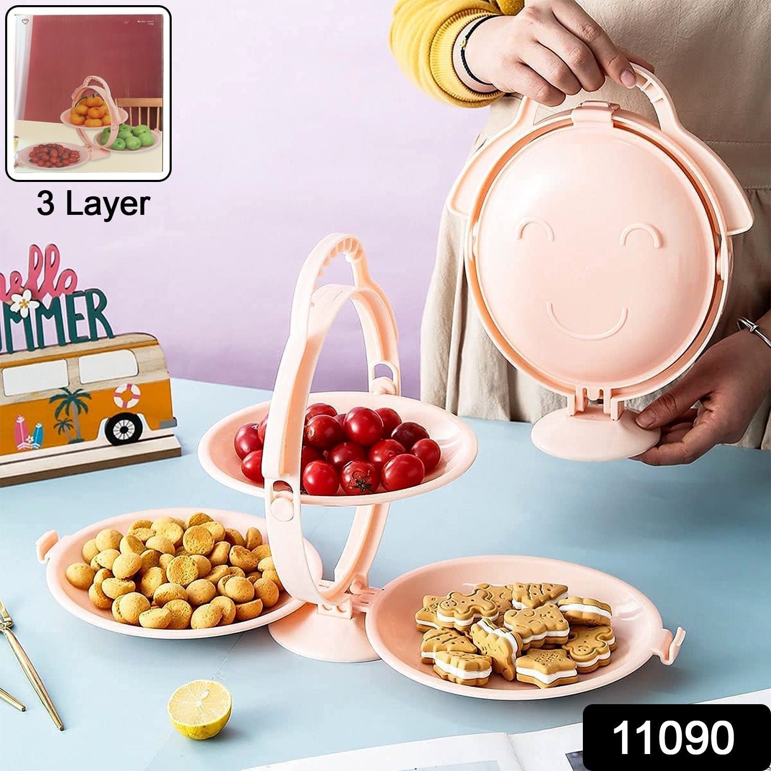 3-Layer Foldable Snack Serving Stand – Portable & Space-Saving - Image 2