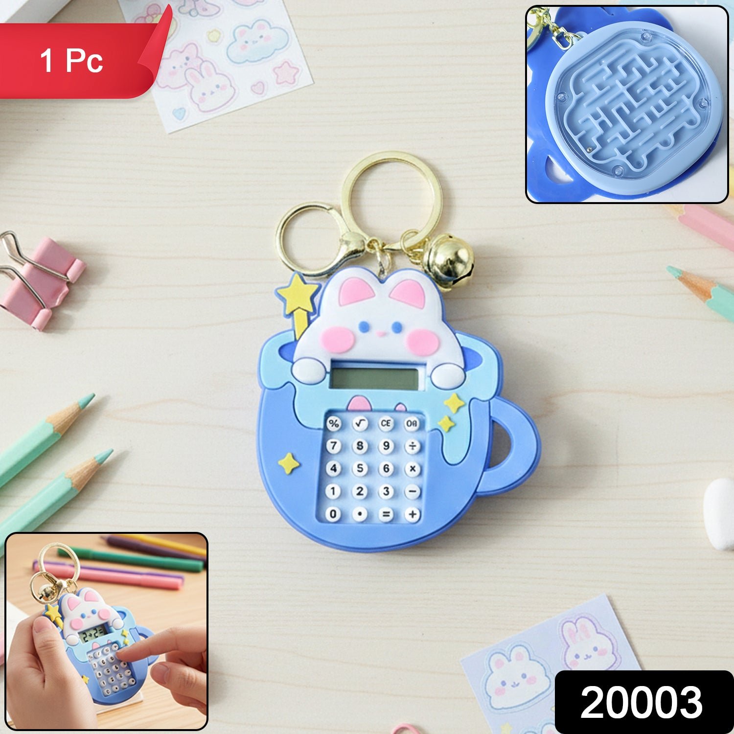 Bunny Calculator Keychain – Portable Mini Digital Calculator - Image 2
