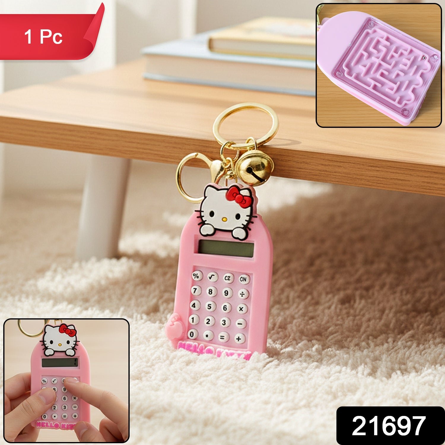 Cartoon Cat Calculator Keychain – Portable Mini Digital Calculator - Image 2
