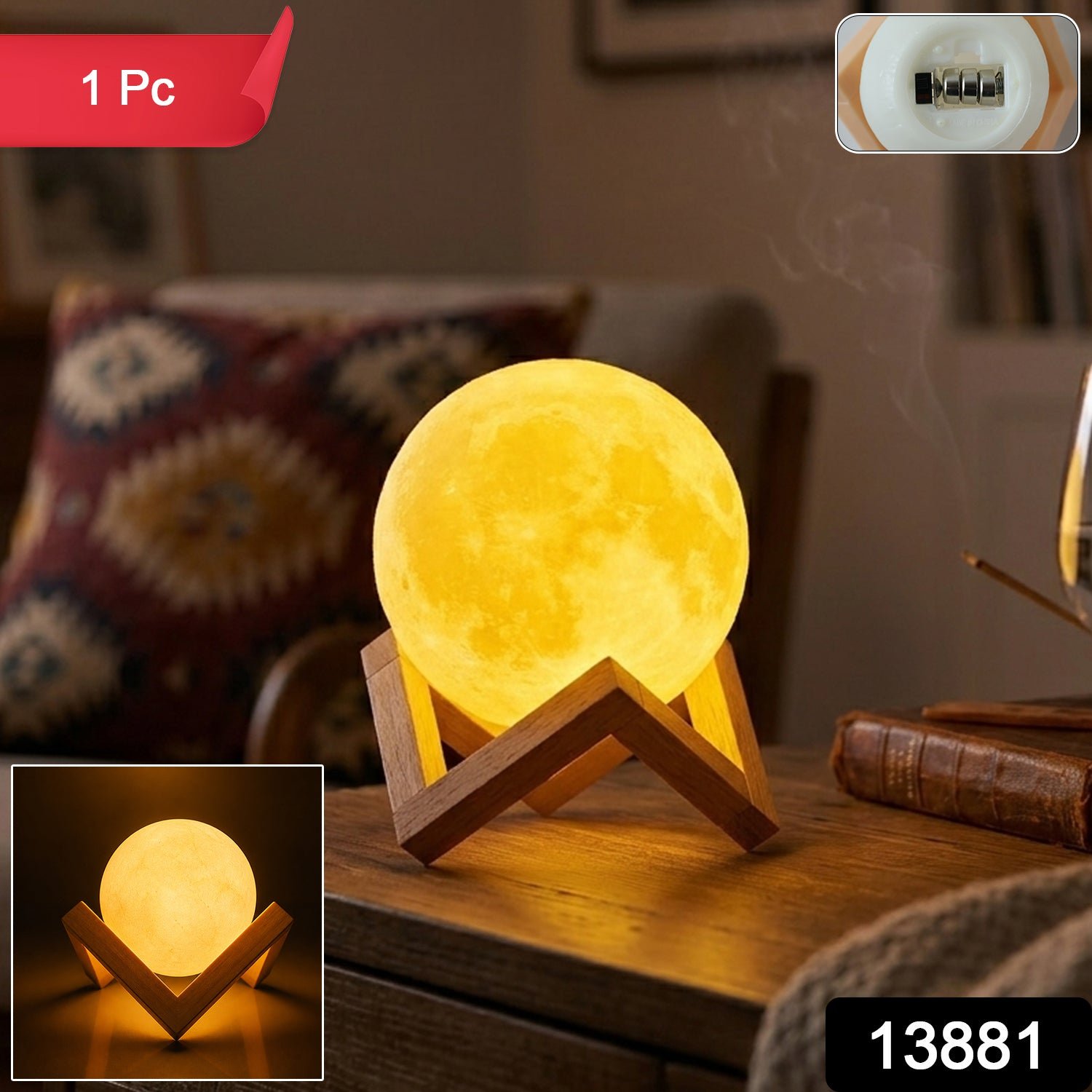 Rechargeable LED Moon Lamp – Soothing Ambient Light for Home - Image 2