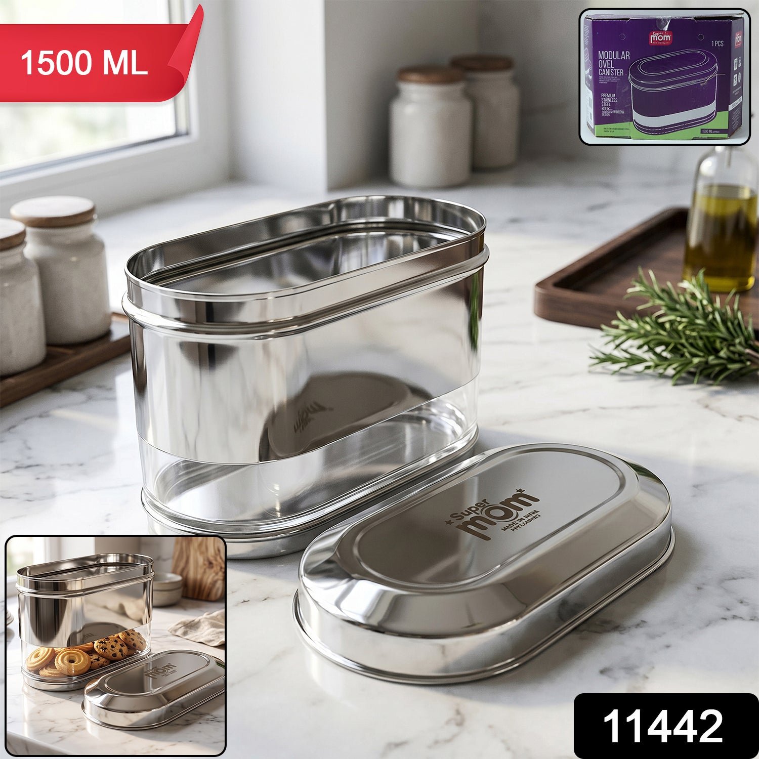 Stainless Steel Oval Canister – Airtight Food Storage for Freshness - Image 2