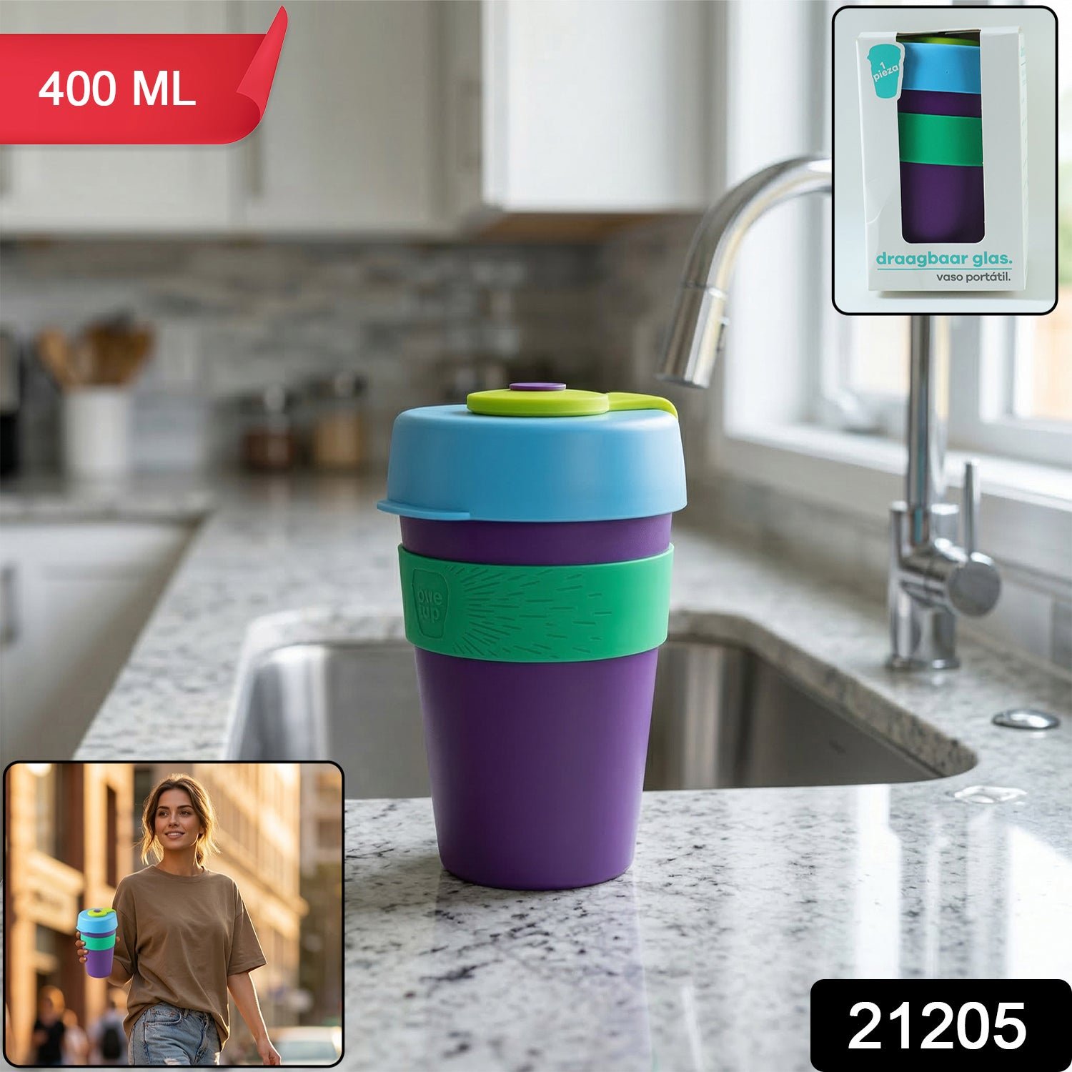 Reusable Colorful Travel Mug – Spill-resistant & Stylish 400 ML - Image 2