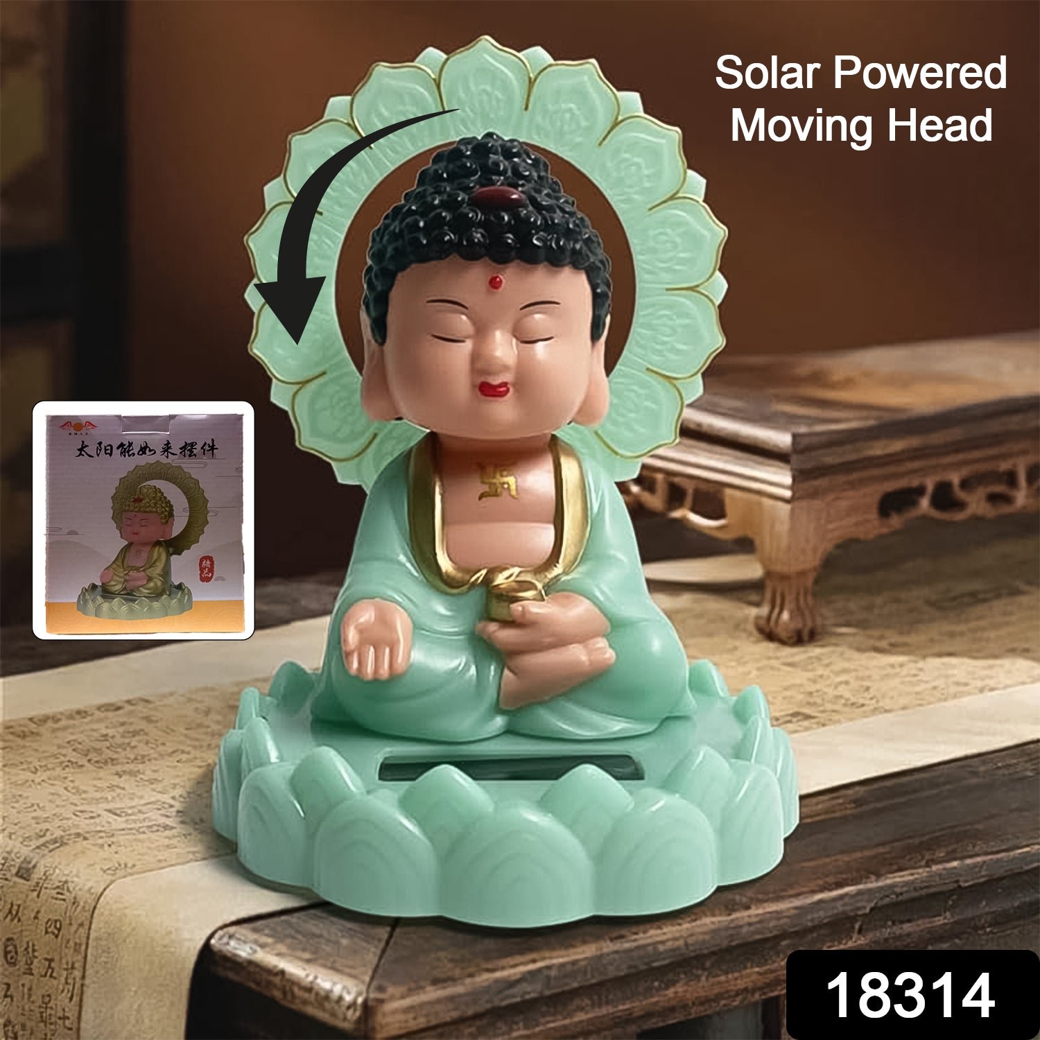 Solar Buddha Statue - Eco-Friendly Moving Head Decor | Styleva - Image 2