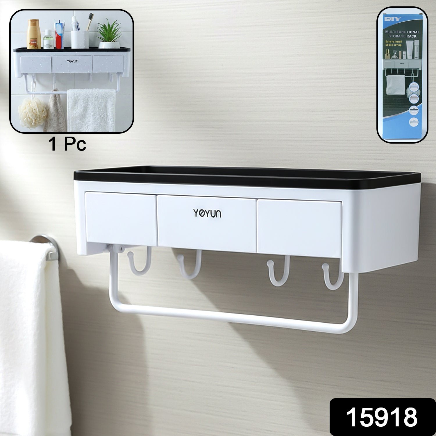 Bathroom Storage Rack – Wall Mounted Multifunctional Organizer - Image 2