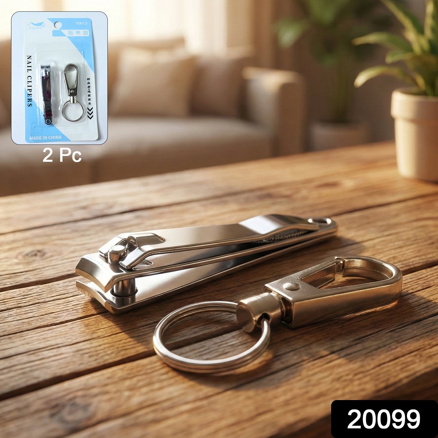 Stainless Steel Nail Clippers – Compact Set with Keychain Holder - Image 2