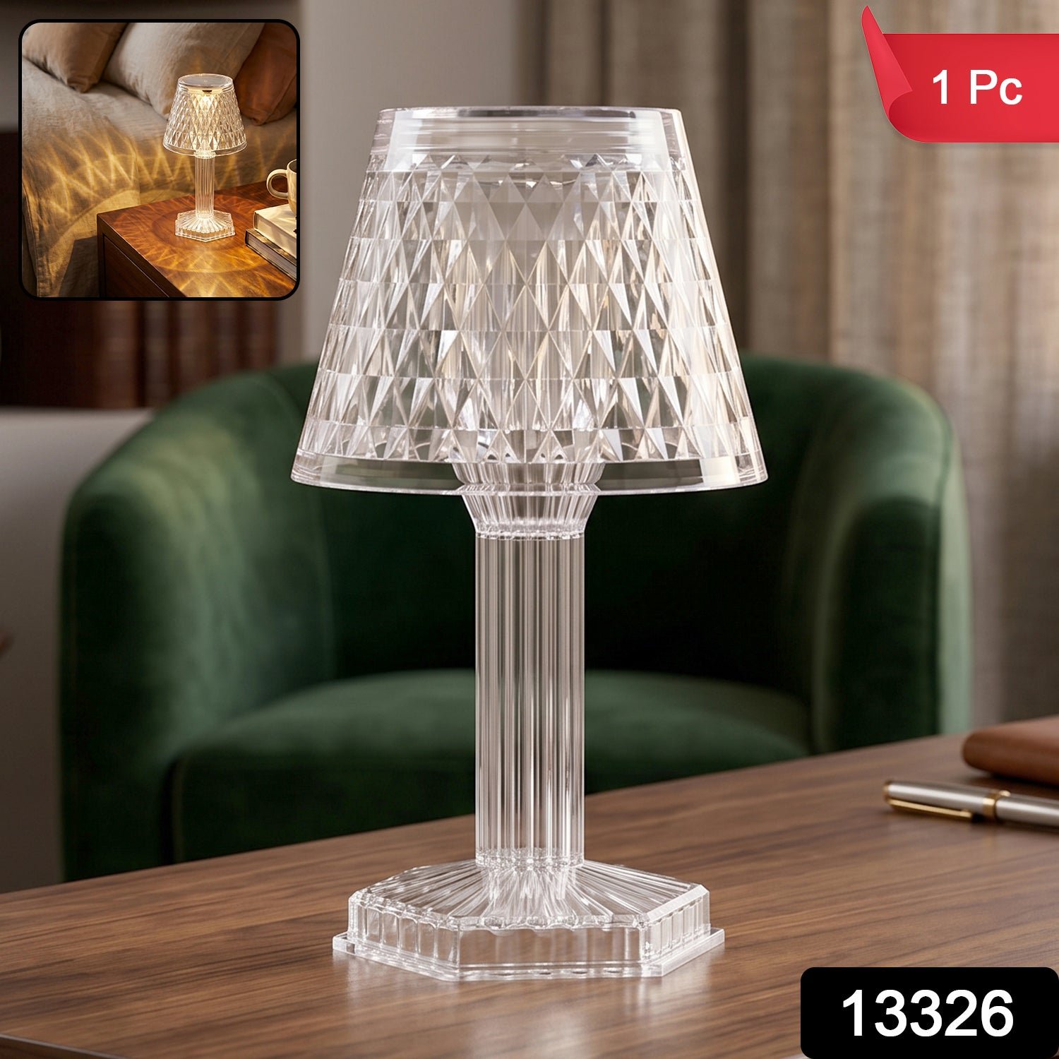 Crystal Table Lamp – Cup Shape LED Bedside Light | Styleva - Image 2