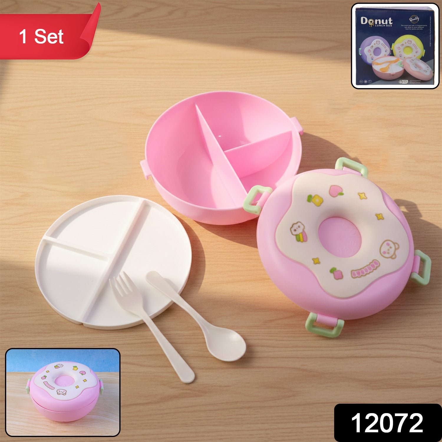 Donut Lunch Box – Insulated 3-Compartment for Kids & Adults | Lunchie Bunchie - Image 2