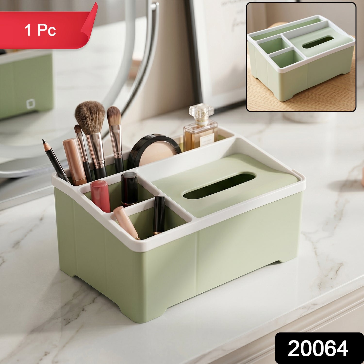 Multipurpose Plastic Organizer Box – Neat Storage with Tissue Holder - Image 2