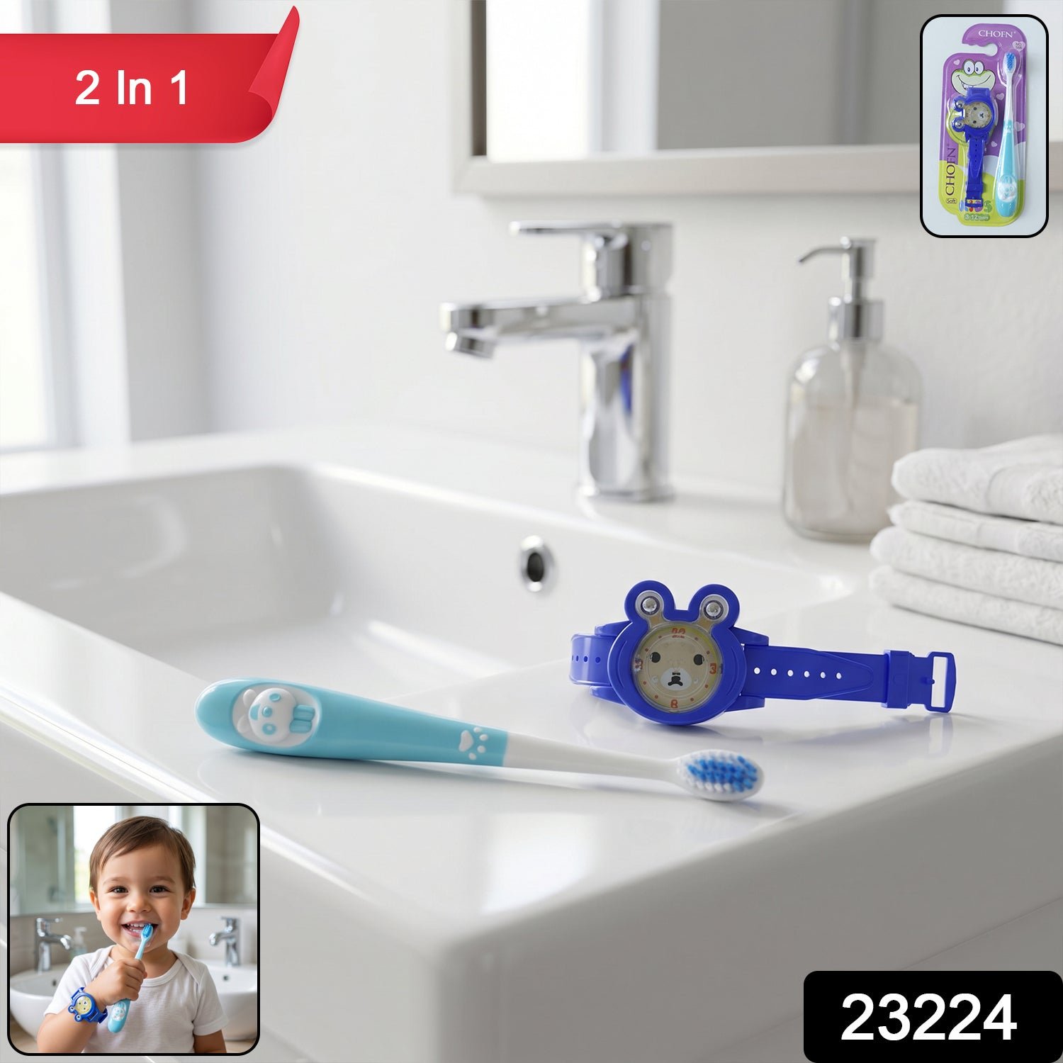 Kids Toothbrush with Cartoon Watch Toy – Fun & Effective Oral Care - Image 2