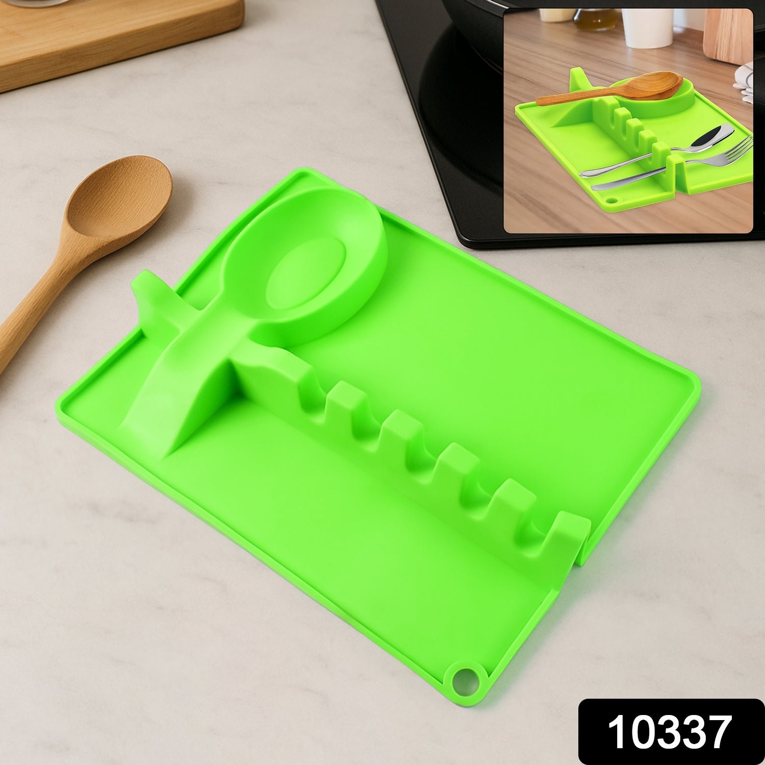 Silicone Spoon Rest - 4-Slot Utensil Holder & Spatula Rack | Quickslice - Image 2
