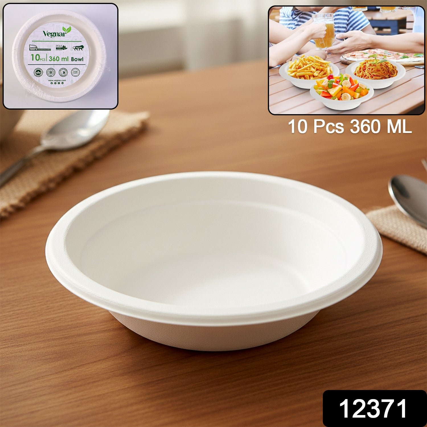 Disposable Food Serving Bowl Set – 360ml Capacity, 10 Pieces - Image 2