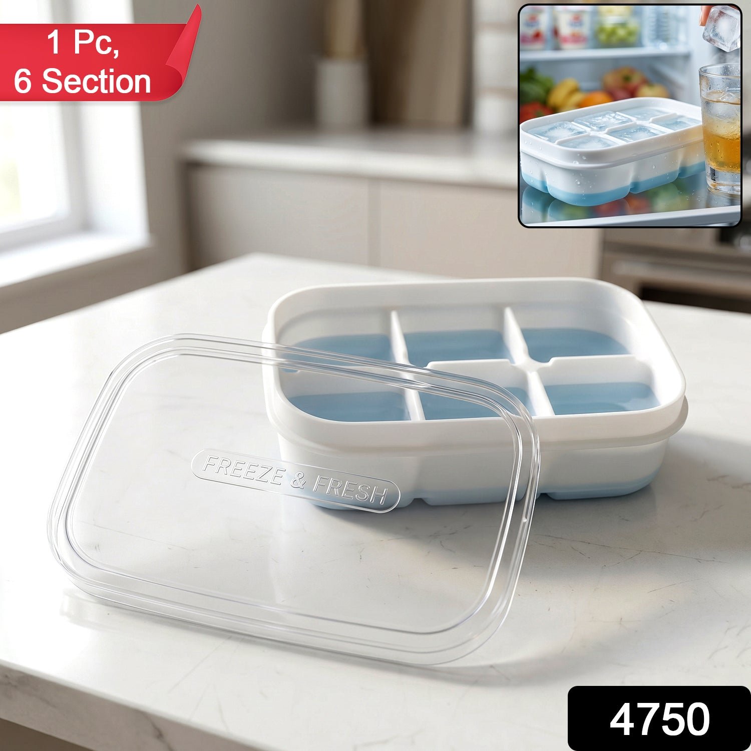 Mini Plastic Ice Tray for Freezer, Six Cavity Compact Design for Home - Image 2