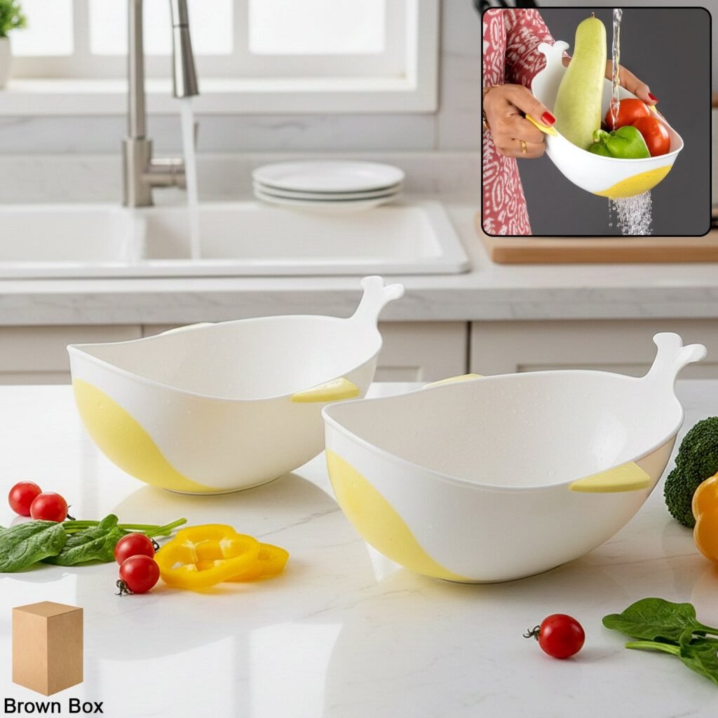 Rice Washing Bowl & Strainer 2 Pc – Multipurpose Kitchen Tool