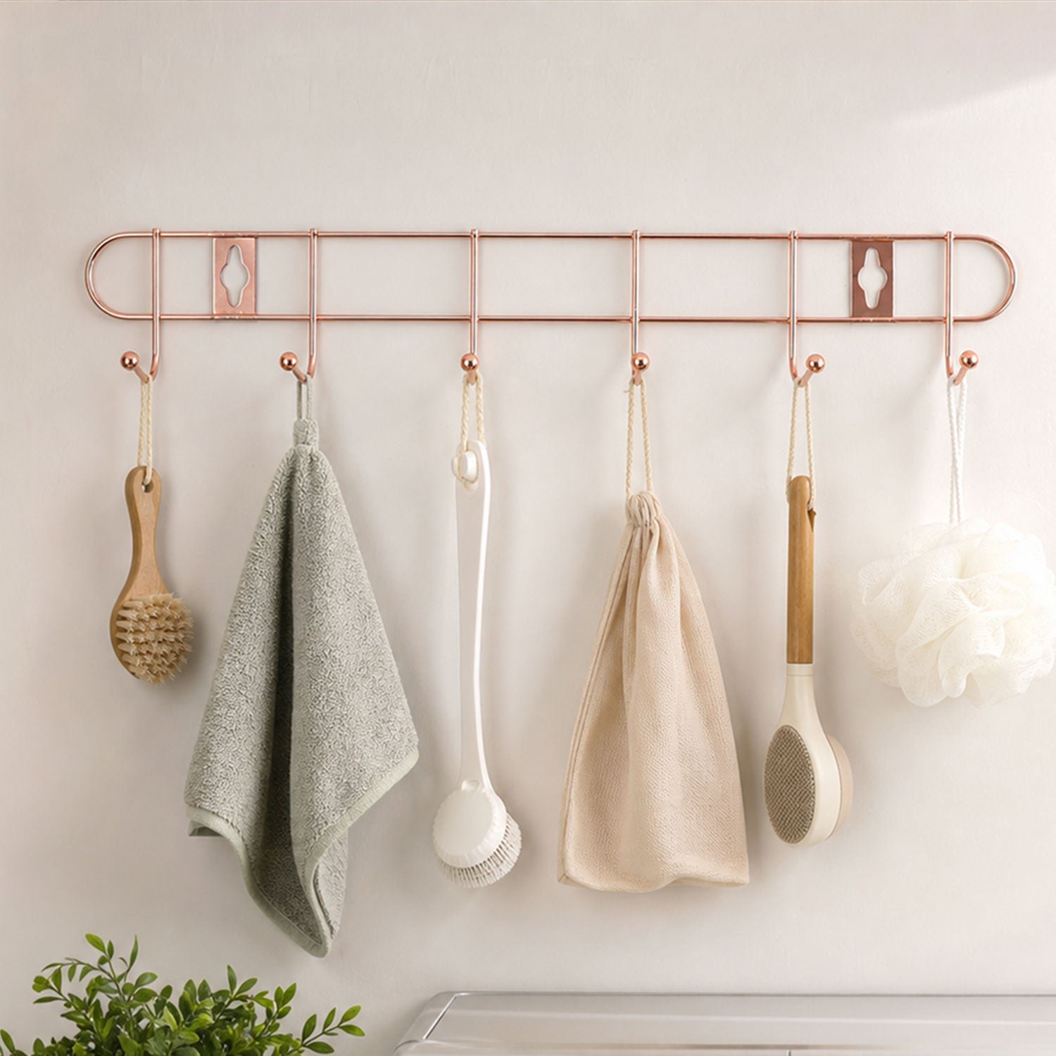 Wall Mounted Hook Rack – Space Saving & Stylish Rose Gold Finish - Image 3