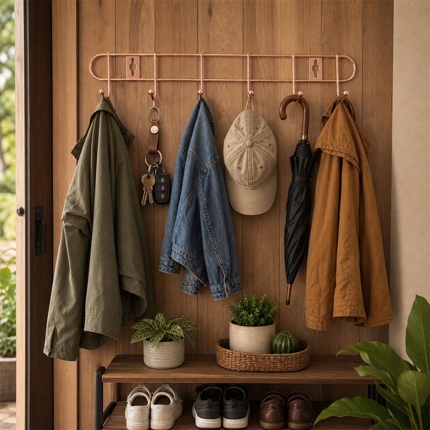 Wall Mounted Hook Rack – Space Saving & Stylish Rose Gold Finish - Image 4