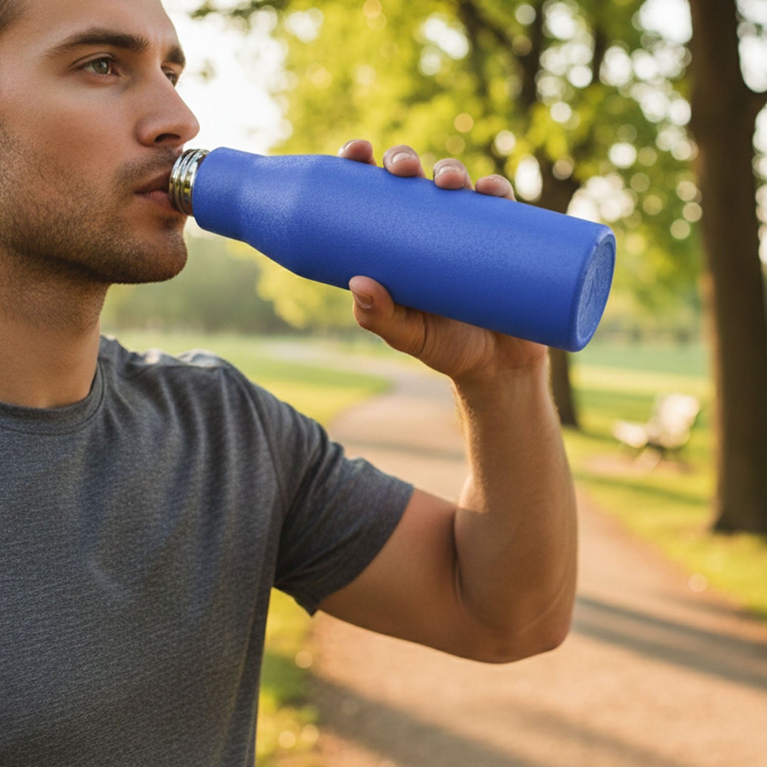 Stainless Steel Water Bottle 1000ML – Leakproof with Carry Strap - Image 4
