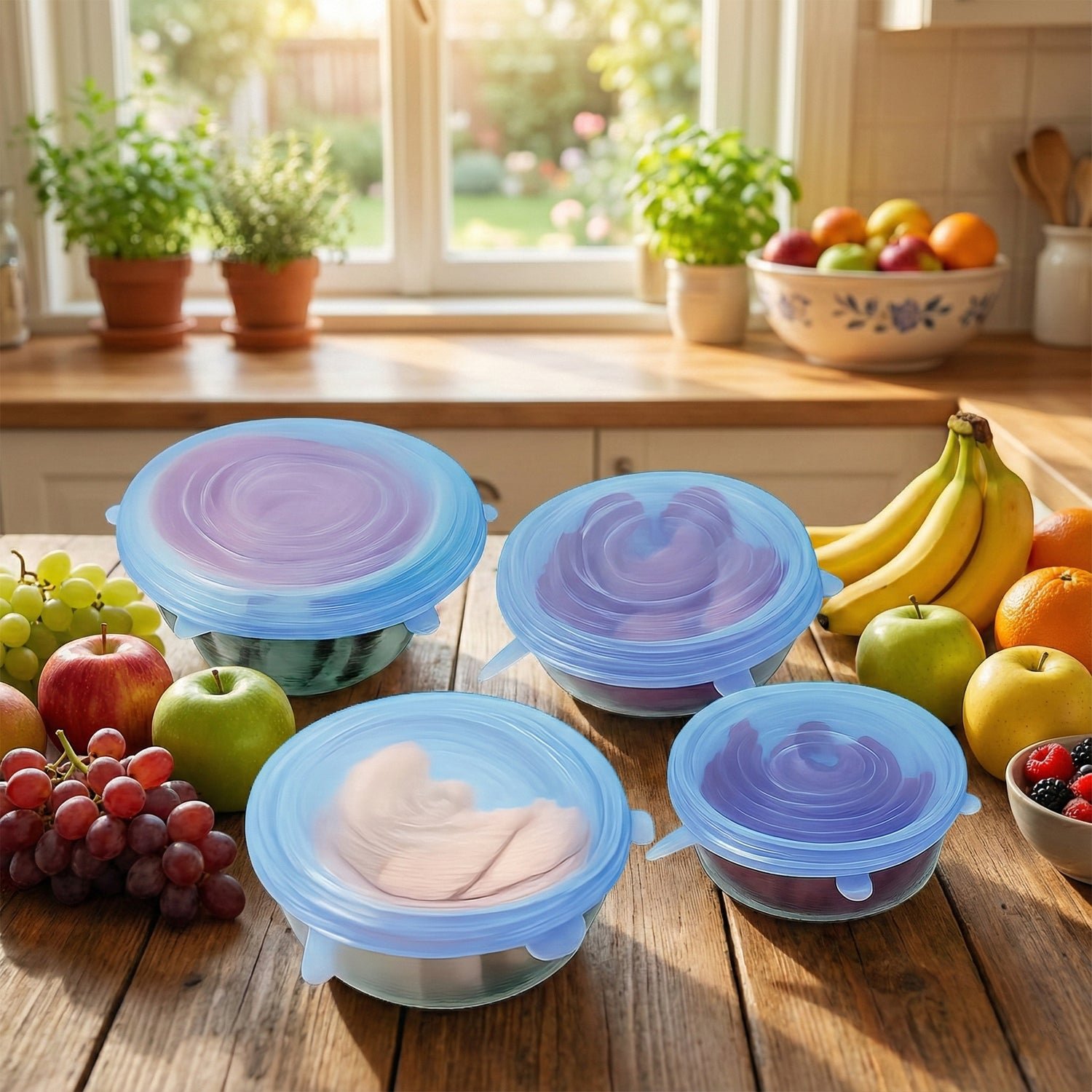 Silicone Stretch Lids – 4 Piece Reusable Food Covers - Image 2