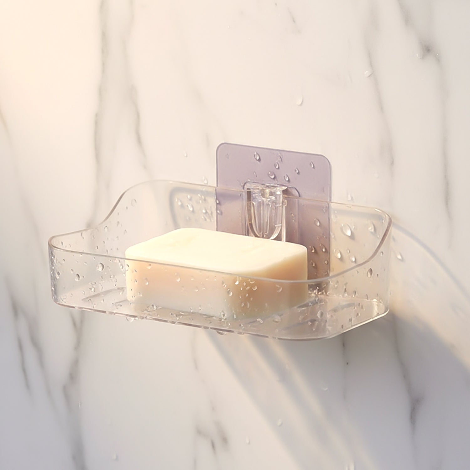 Transparent Wall-Mounted Soap Dish Set – Space-Saving & Drainage - Image 3