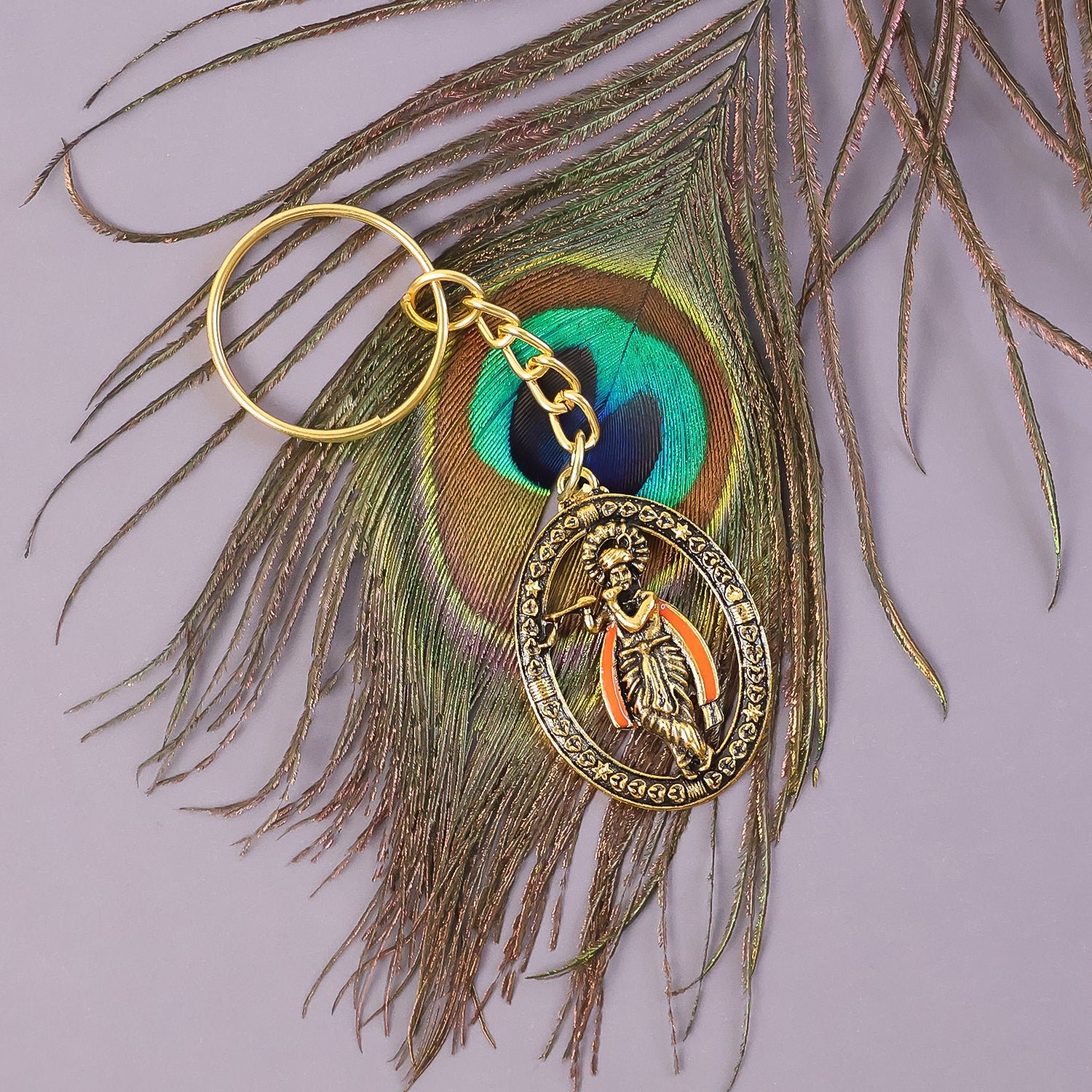 Lord Krishna Metal Keychain – Traditional Spiritual Accessory - Image 4