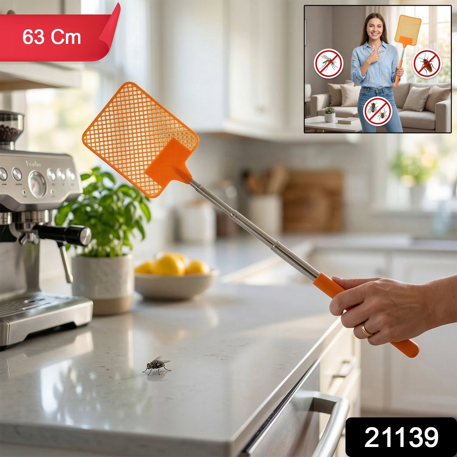 Plastic Fly Swatter – Long Reach Insect Control Tool for Home & Outdoors - Image 2